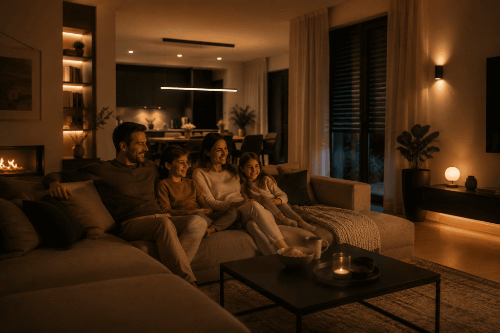 Smart Home rodzina wieczorem